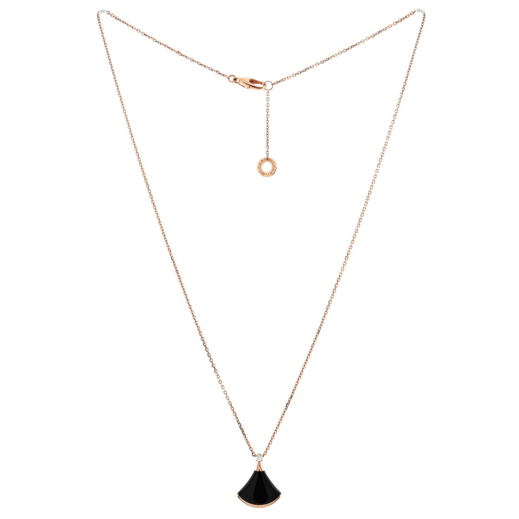 Divas' Dream Pendant Necklace 18K Rose Gold with Onyx and Diamond Small