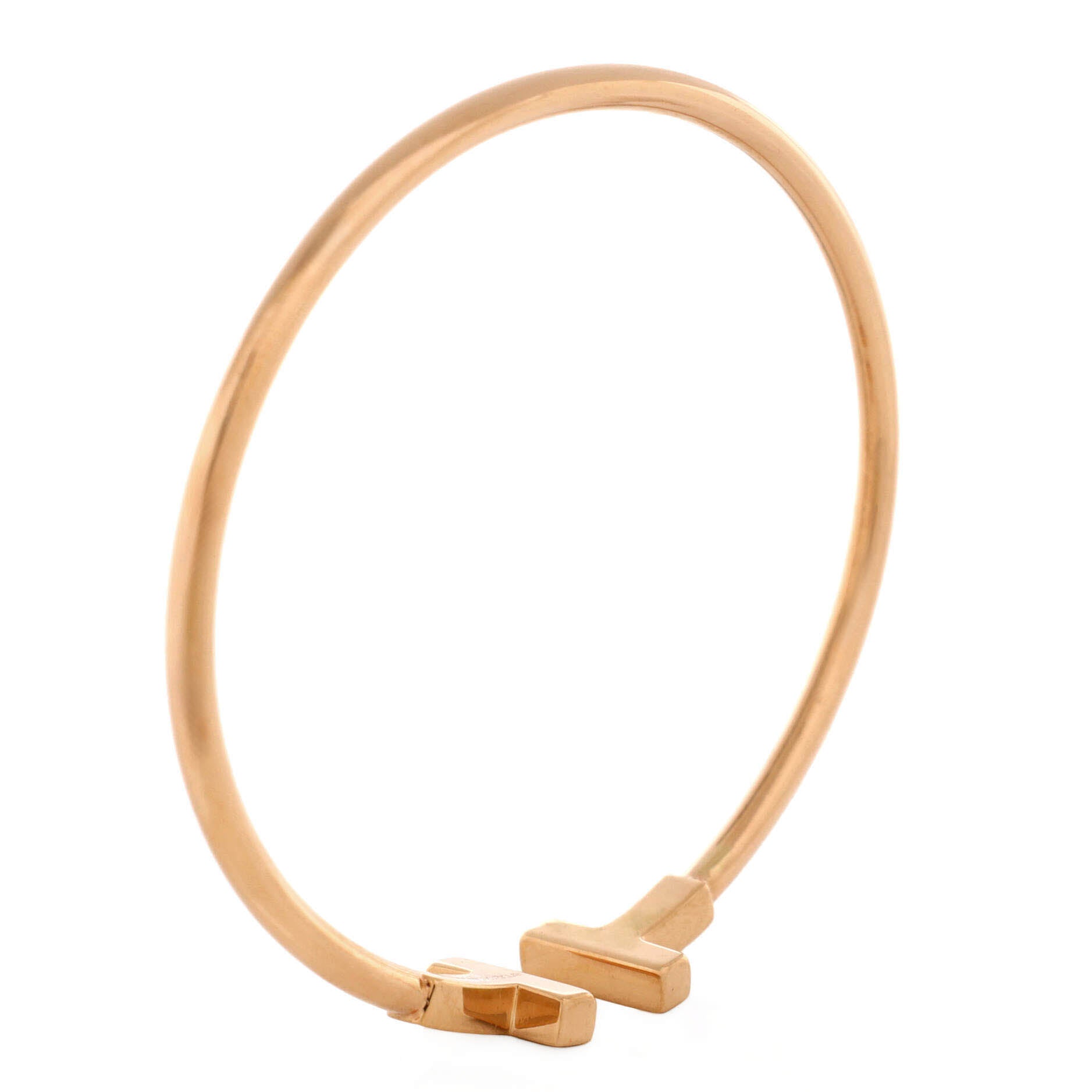 T Wire Bracelet 18K Rose Gold with Diamonds