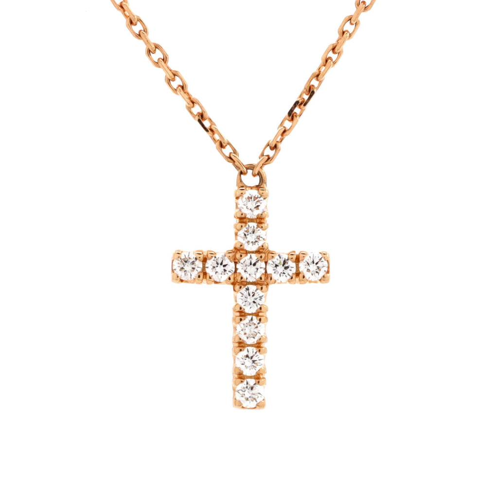 Cross Pendant Necklace 18K Rose Gold with Diamonds