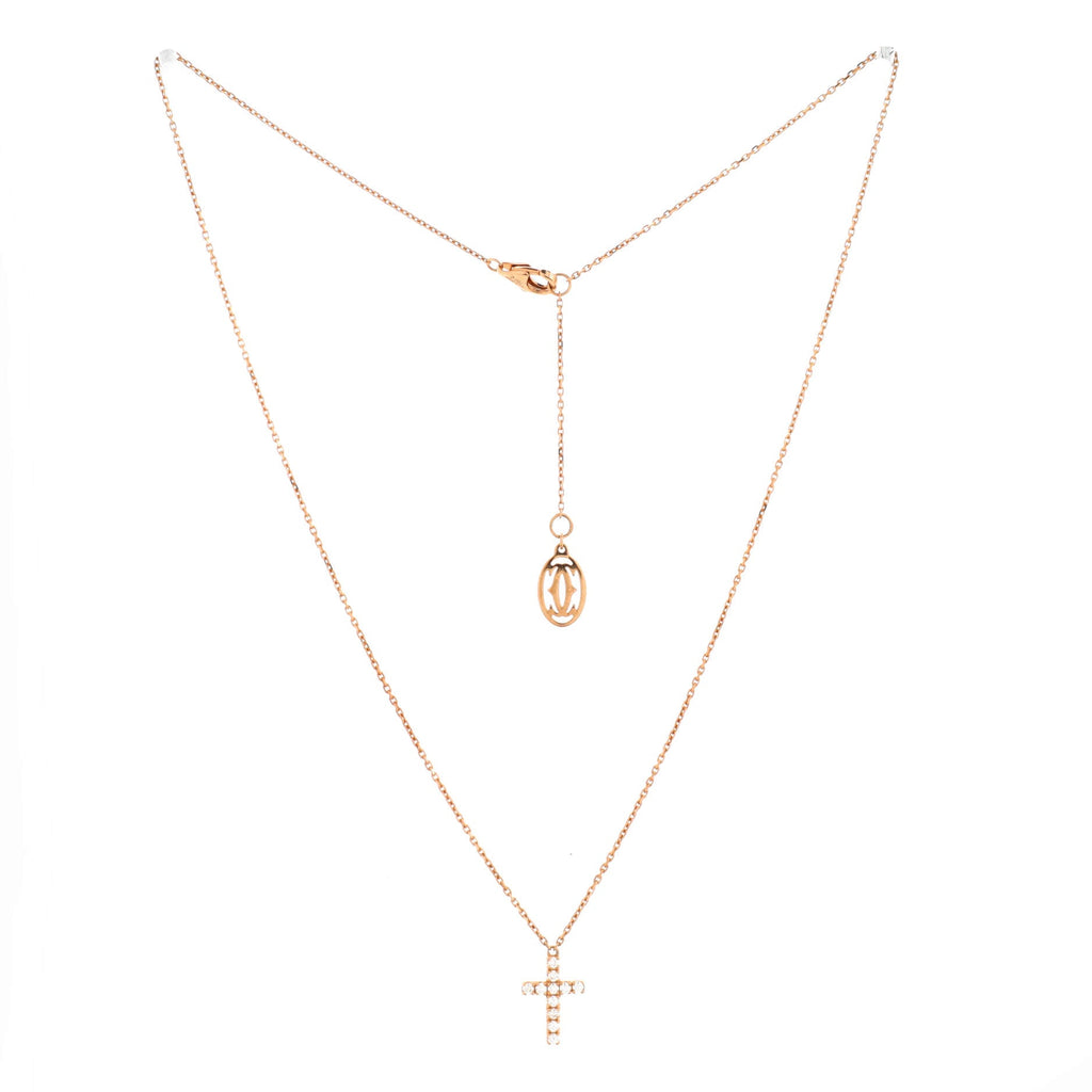 Cross Pendant Necklace 18K Rose Gold with Diamonds