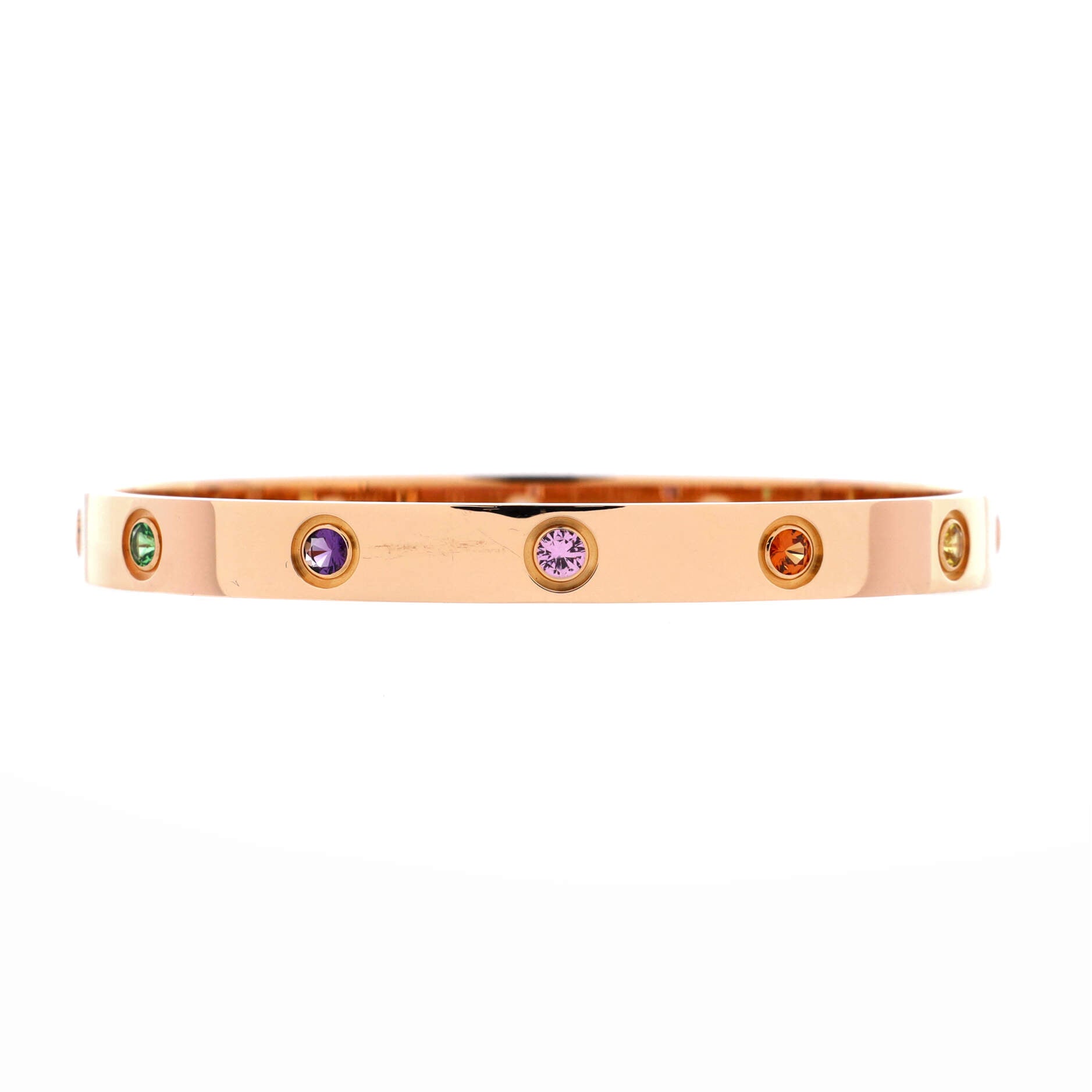 Love 10 Stone Bracelet 18K Rose Gold with Garnet, Amethyst and Sapphire