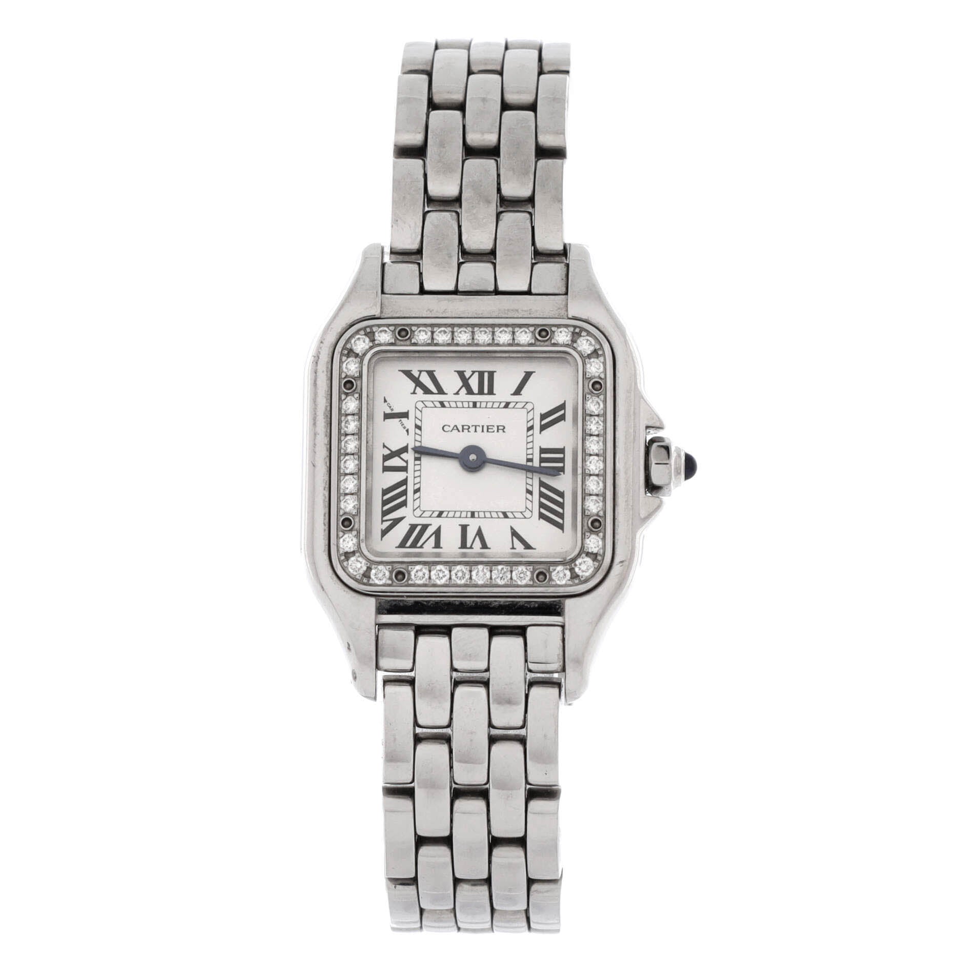Panthere de Cartier Quartz Watch Stainless Steel with Diamond Bezel 22