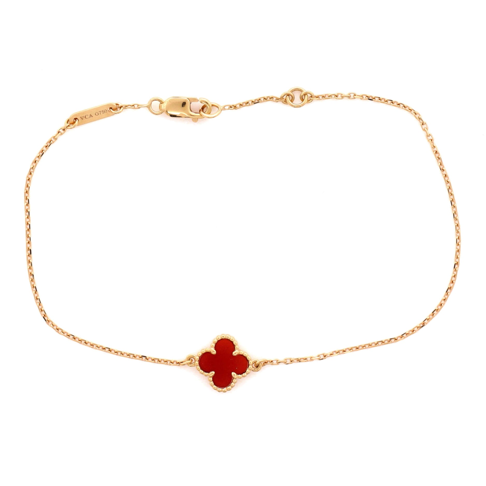 Sweet Alhambra Bracelet 18K Rose Gold and Carnelian
