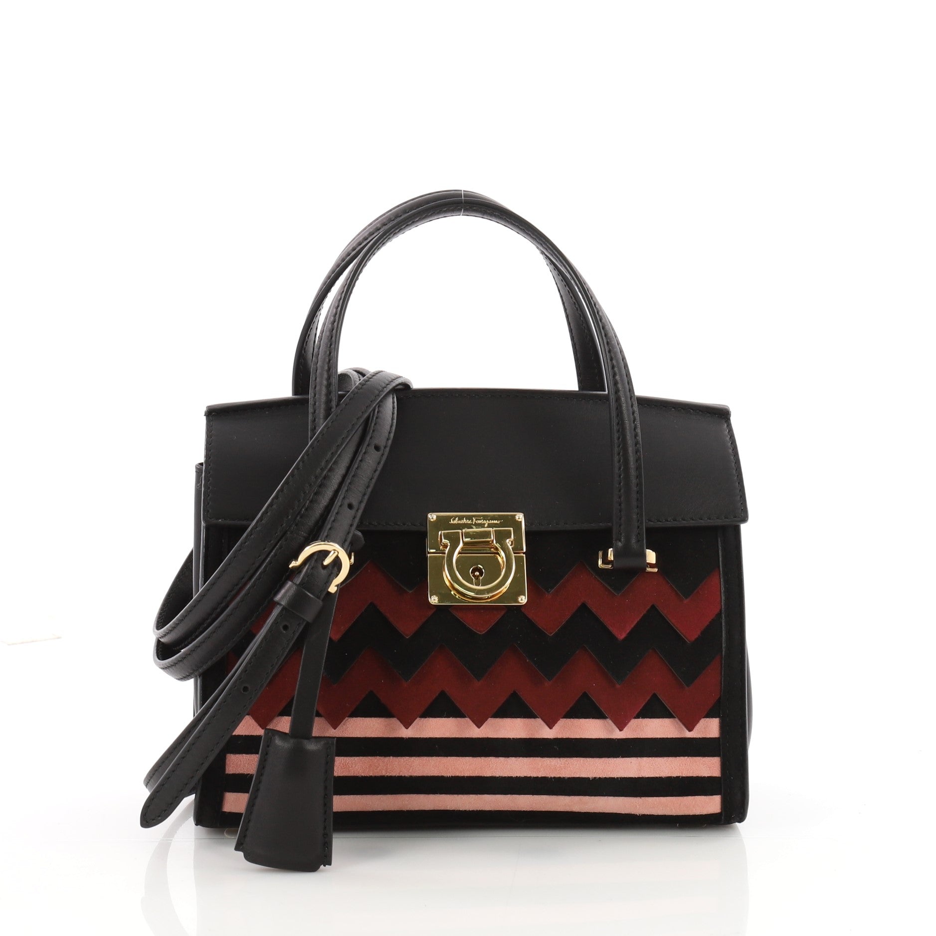 Mara Tote Zigzag Suede and Leather Mini