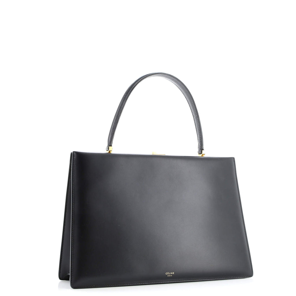 Clasp Top Handle Bag Leather Medium