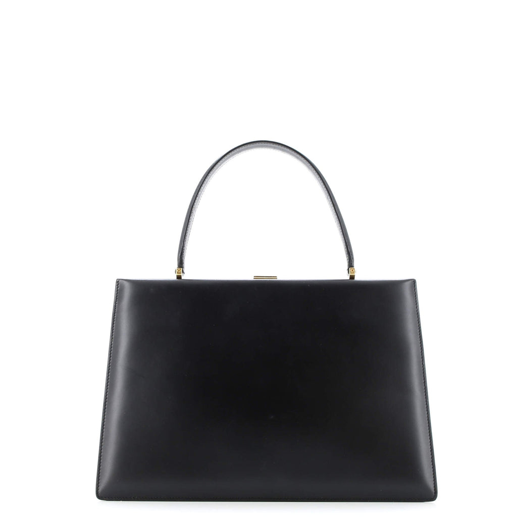 Clasp Top Handle Bag Leather Medium