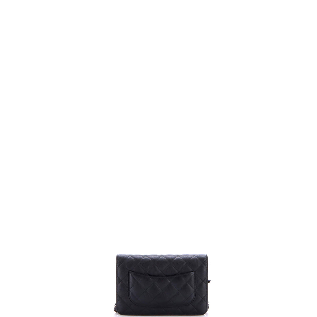 So Black Wallet on Chain Quilted Lambskin