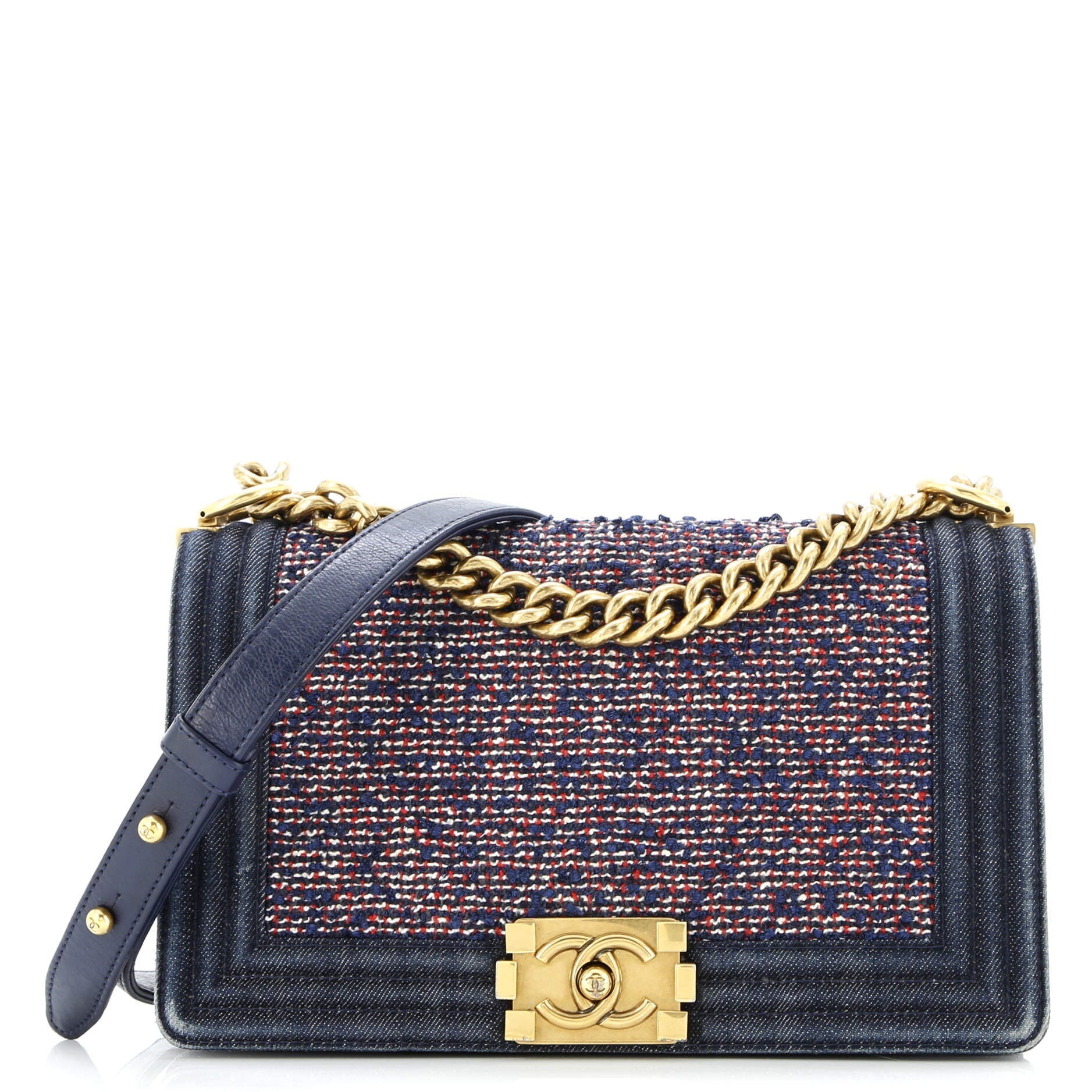 Boy Flap Bag Quilted Tweed With Denim Old Medium
