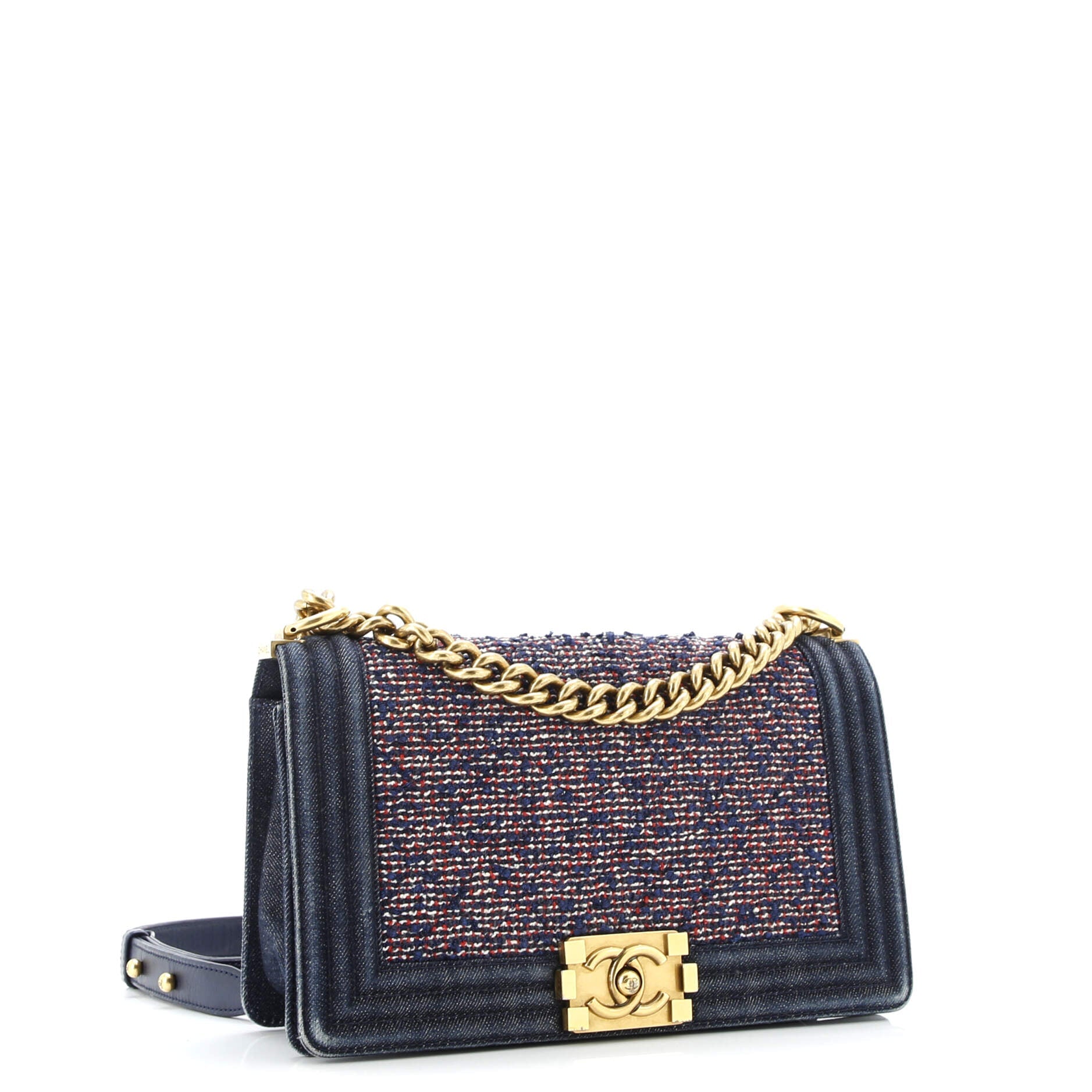 Boy Flap Bag Quilted Tweed With Denim Old Medium