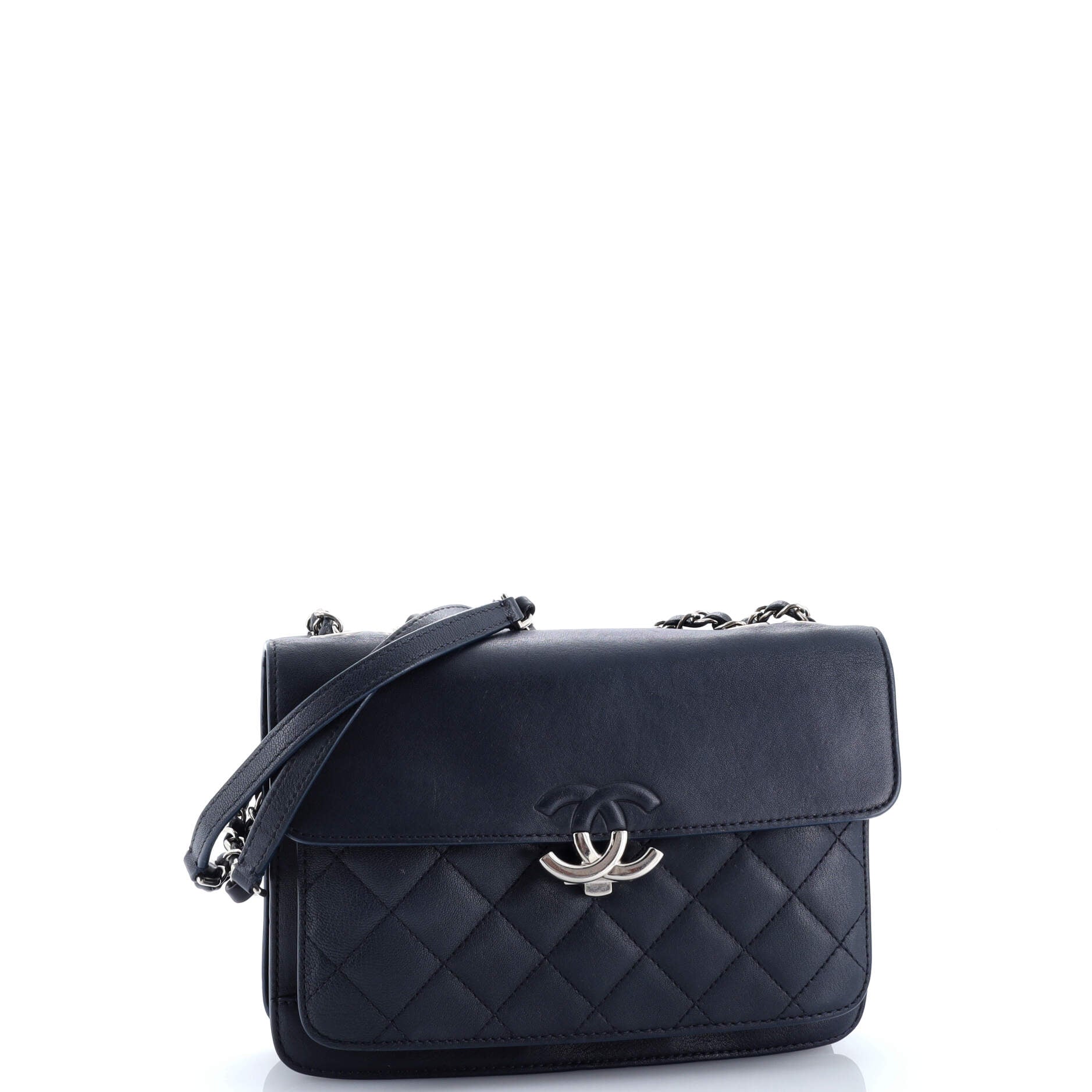 CC Box Flap Bag Quilted Calfskin Small