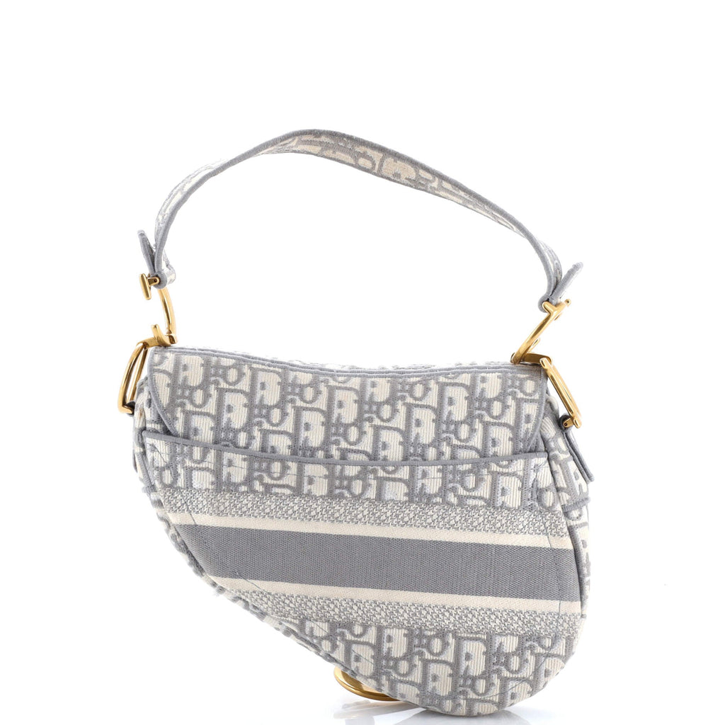 Saddle Handbag Logo Embroidered Oblique Canvas Medium