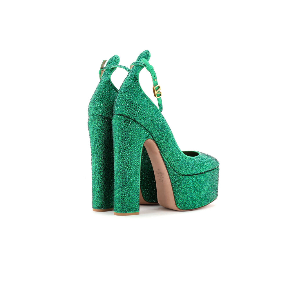 Women's Tan-Go Platform Pumps Crystal Embellished Suede 155