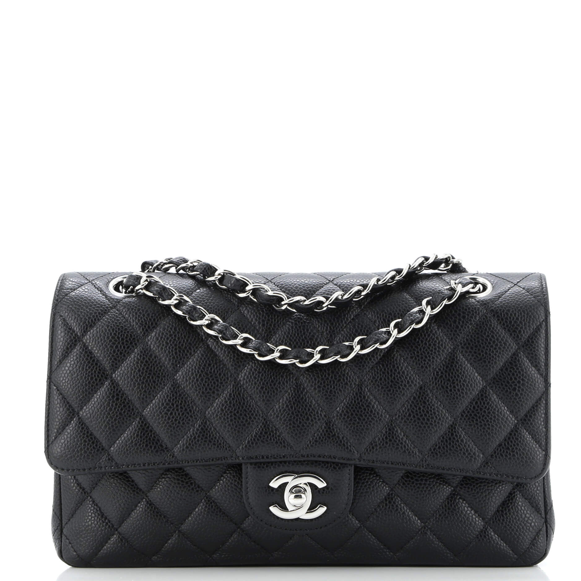 Classic Double Flap Bag Quilted Caviar Medium