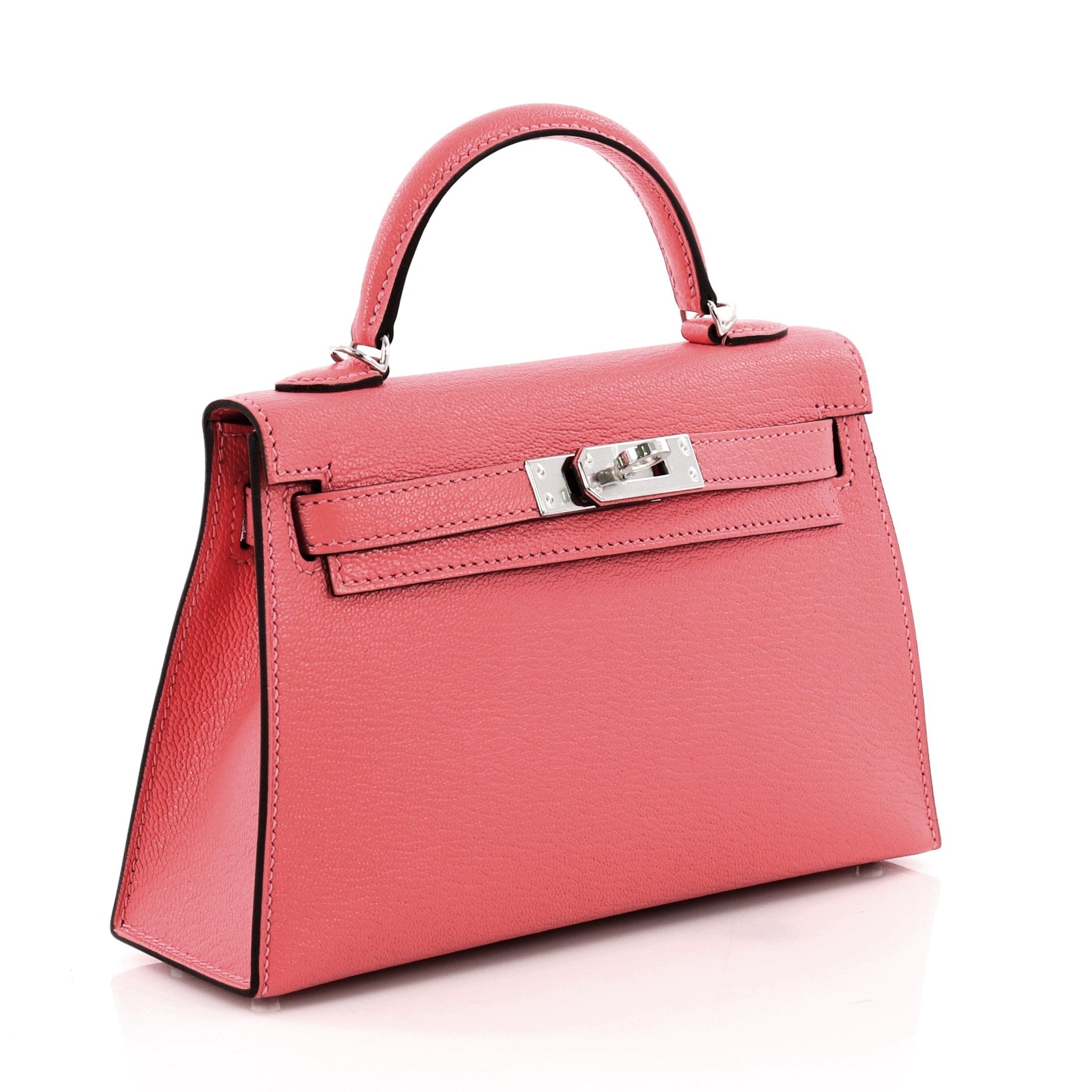 Kelly Mini II Handbag Rose Lipstick Chevre Mysore with Palladium Hardware 20