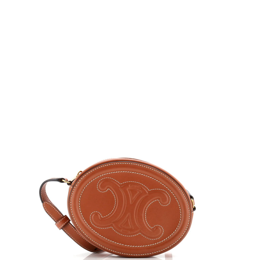 Triomphe Oval Crossbody Bag Leather Mini