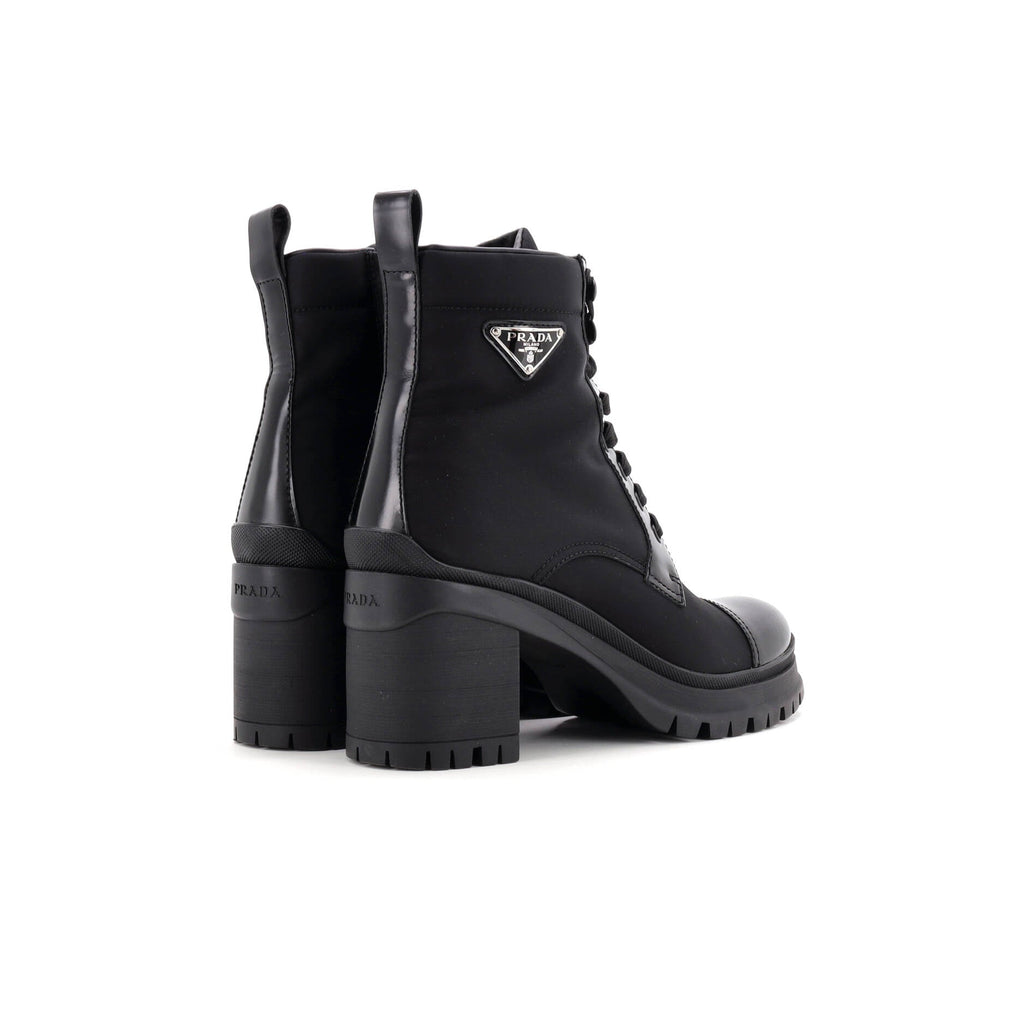 Women's Heeled Combat Boots Re-Nylon and Leather