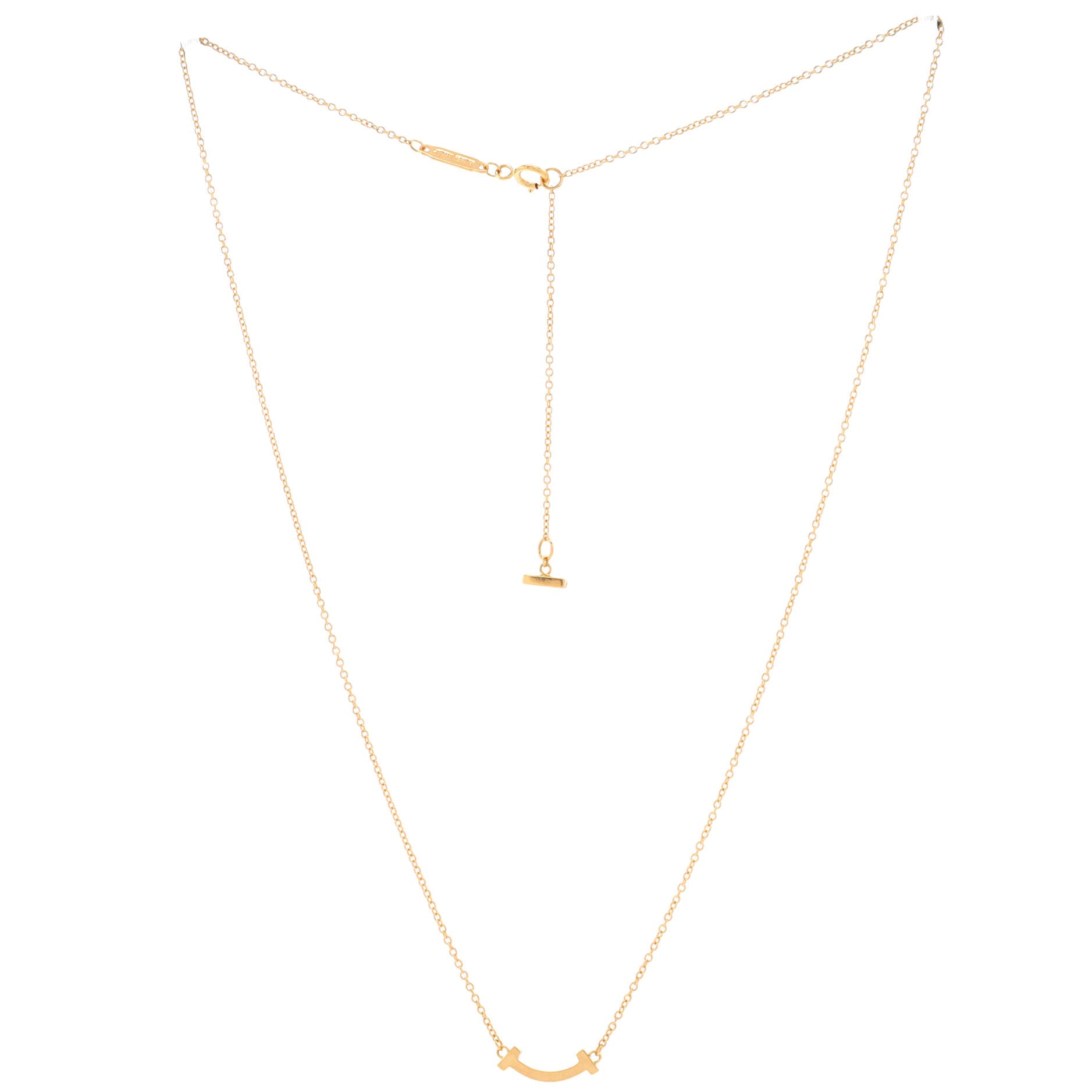 T Smile Pendant Necklace 18K Rose Gold Mini