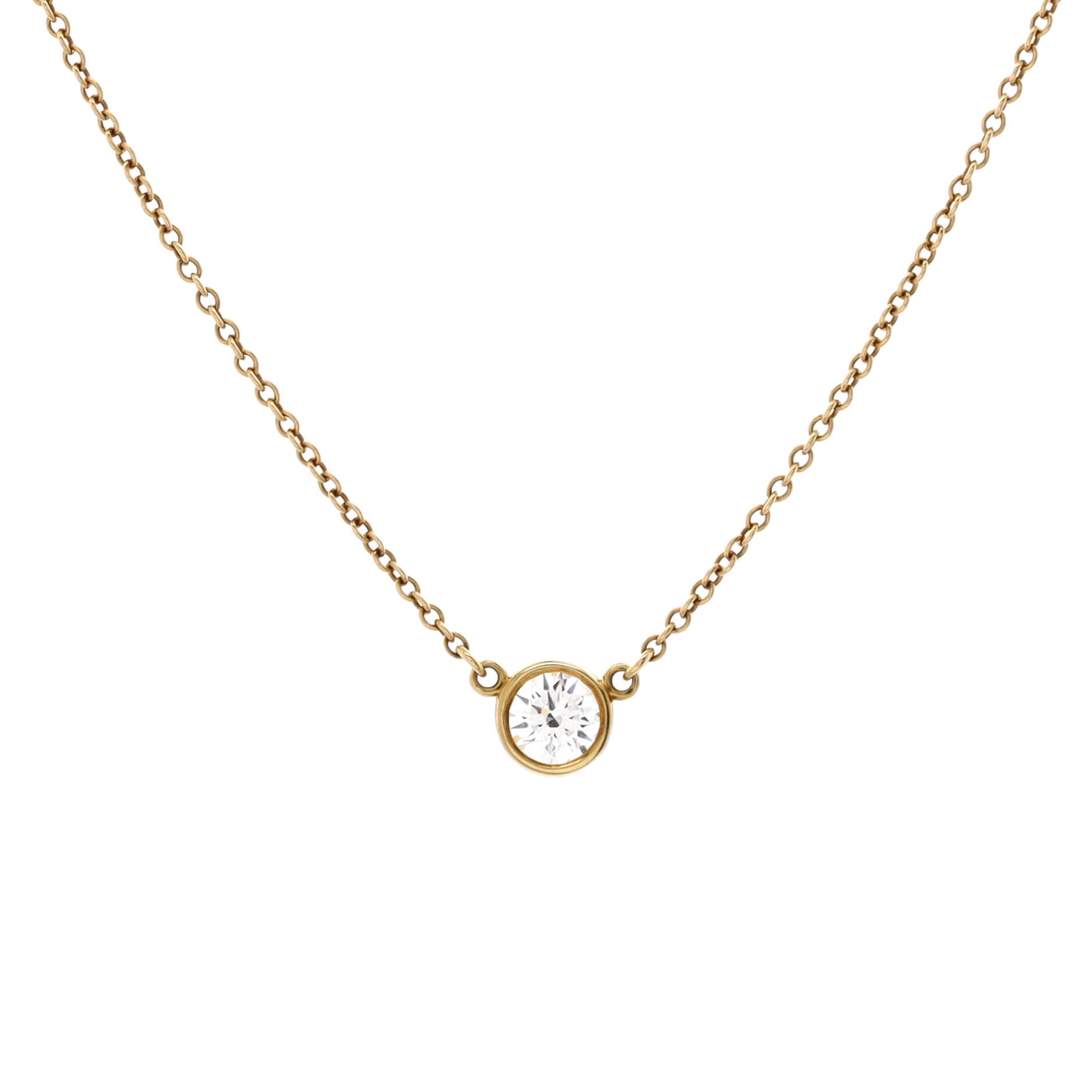 Elsa Peretti Diamonds By The Yard Pendant Necklace 18K Yellow Gold and Diamond 0.20-0.29CT