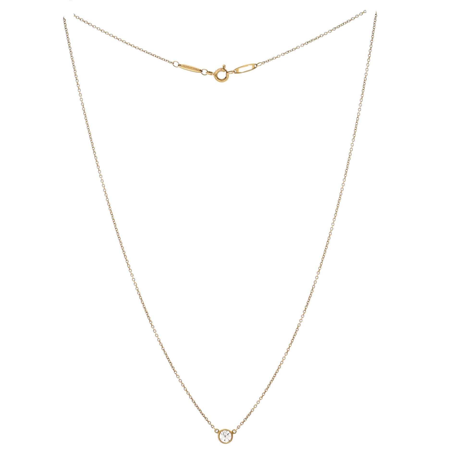 Elsa Peretti Diamonds By The Yard Pendant Necklace 18K Yellow Gold and Diamond 0.20-0.29CT