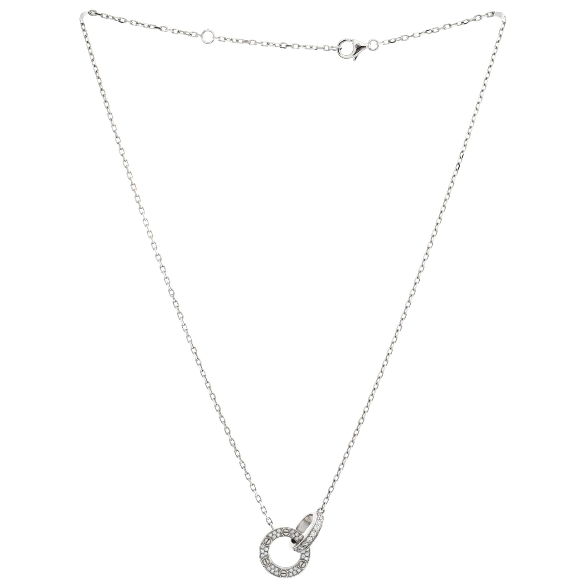 Love Interlocking Pave Necklace 18K White Gold and Diamonds