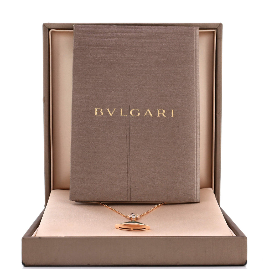 Divas' Dream Pendant Necklace 18K Rose Gold with Malachite and Diamonds Large