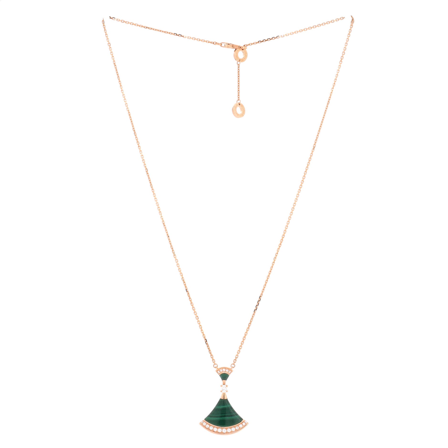 Divas' Dream Pendant Necklace 18K Rose Gold with Malachite and Diamonds Large