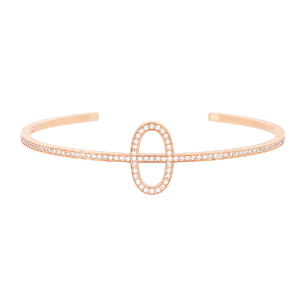 Chaine d'Ancre Contour Cuff Bracelet 18K Rose Gold with Diamonds