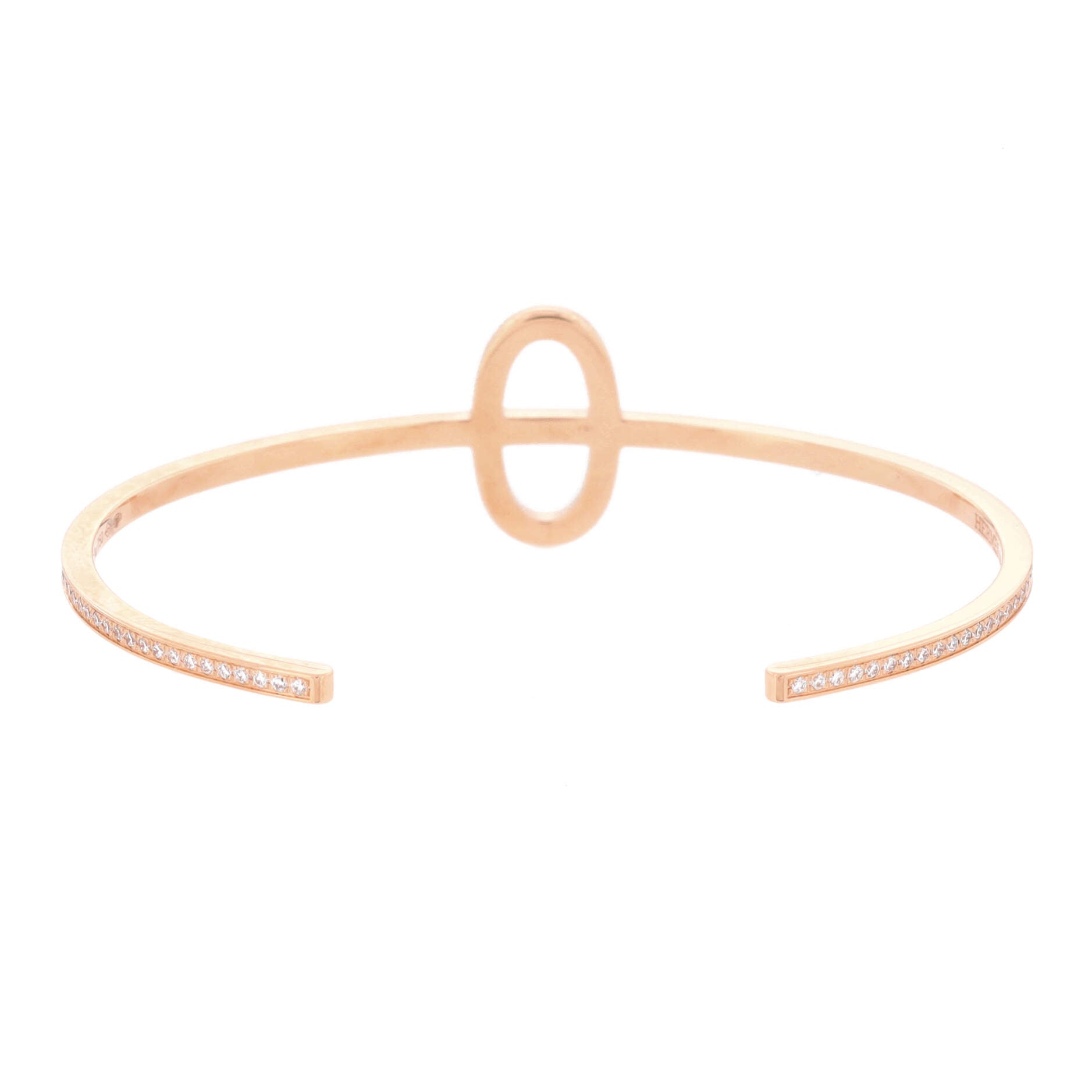 Chaine d'Ancre Contour Cuff Bracelet 18K Rose Gold with Diamonds