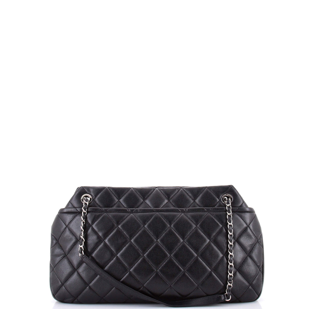 Timeless CC Soft Tote Quilted Caviar Large