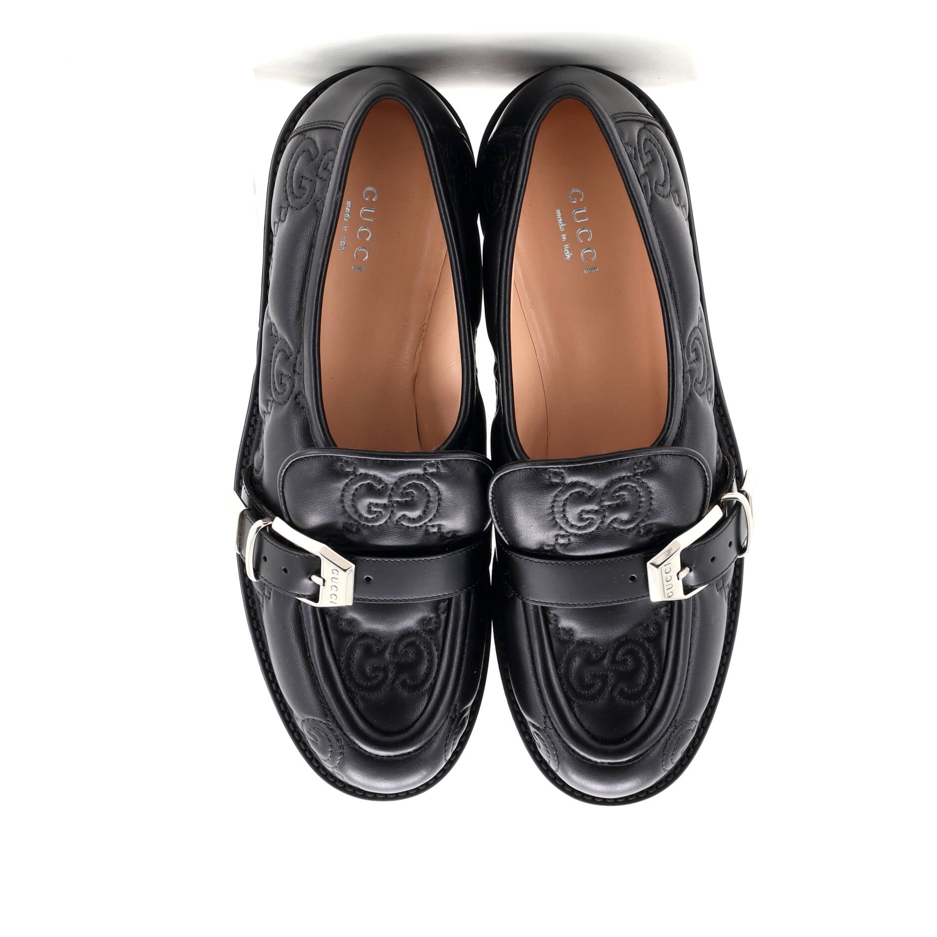 Women's Buckled Platform Lug Sole Loafers GG Matelasse Leather