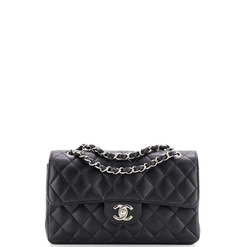 Vintage Classic Double Flap Bag Quilted Caviar Small