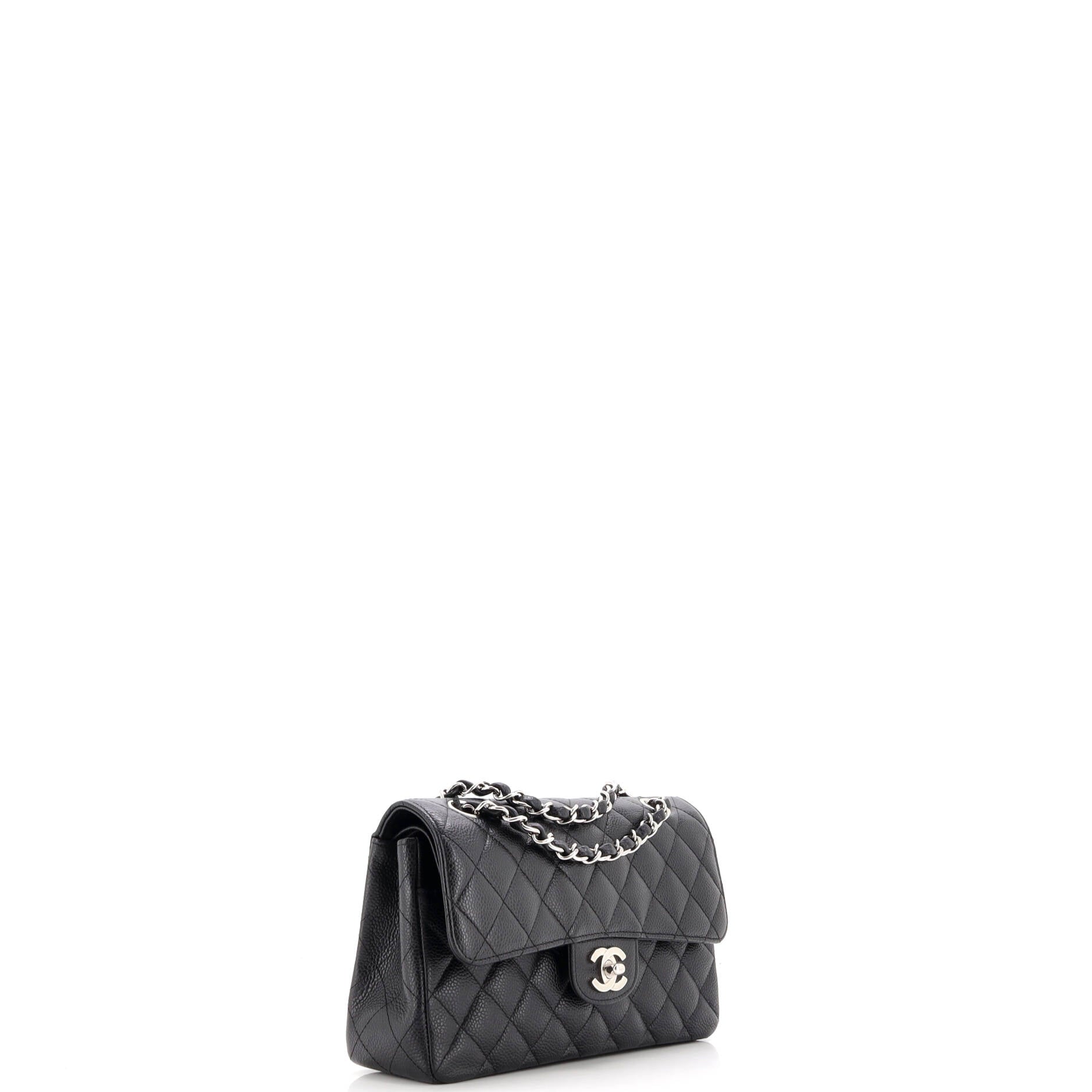 Vintage Classic Double Flap Bag Quilted Caviar Small