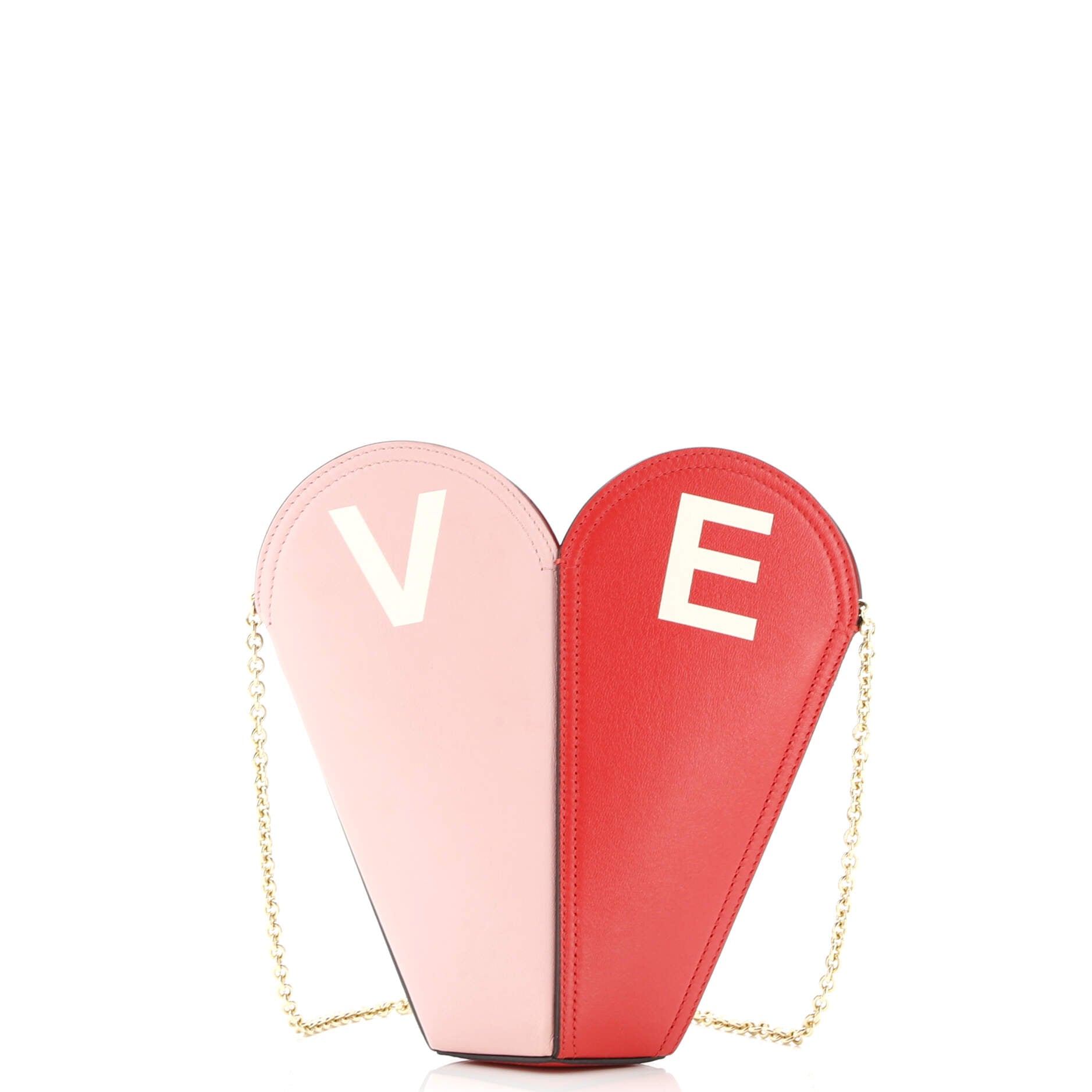 Valentine's Day Chain Heart Bag Leather with Suede and Snakeskin Small