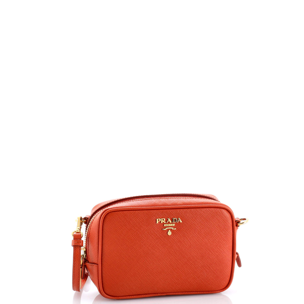 Camera Shoulder Bag Saffiano Leather Mini