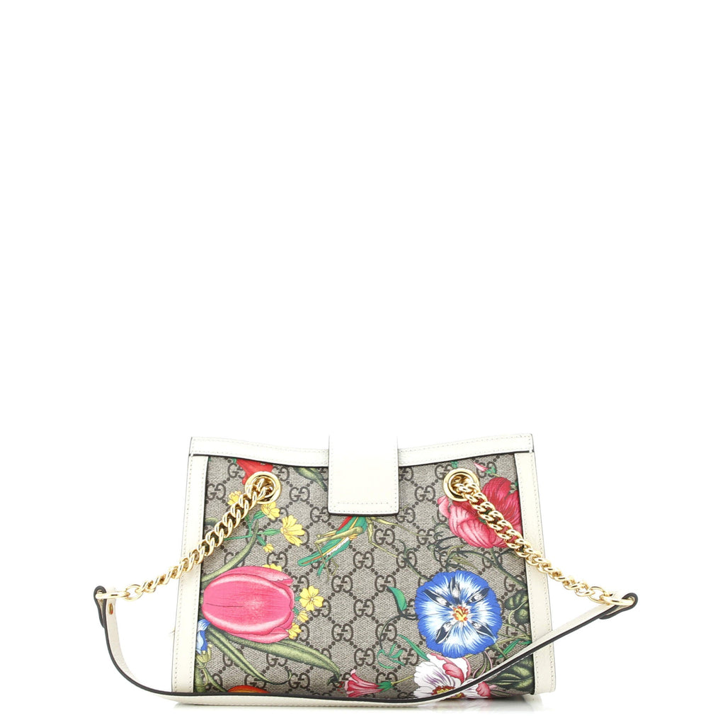 Padlock Chain Tote Flora GG Coated Canvas Small