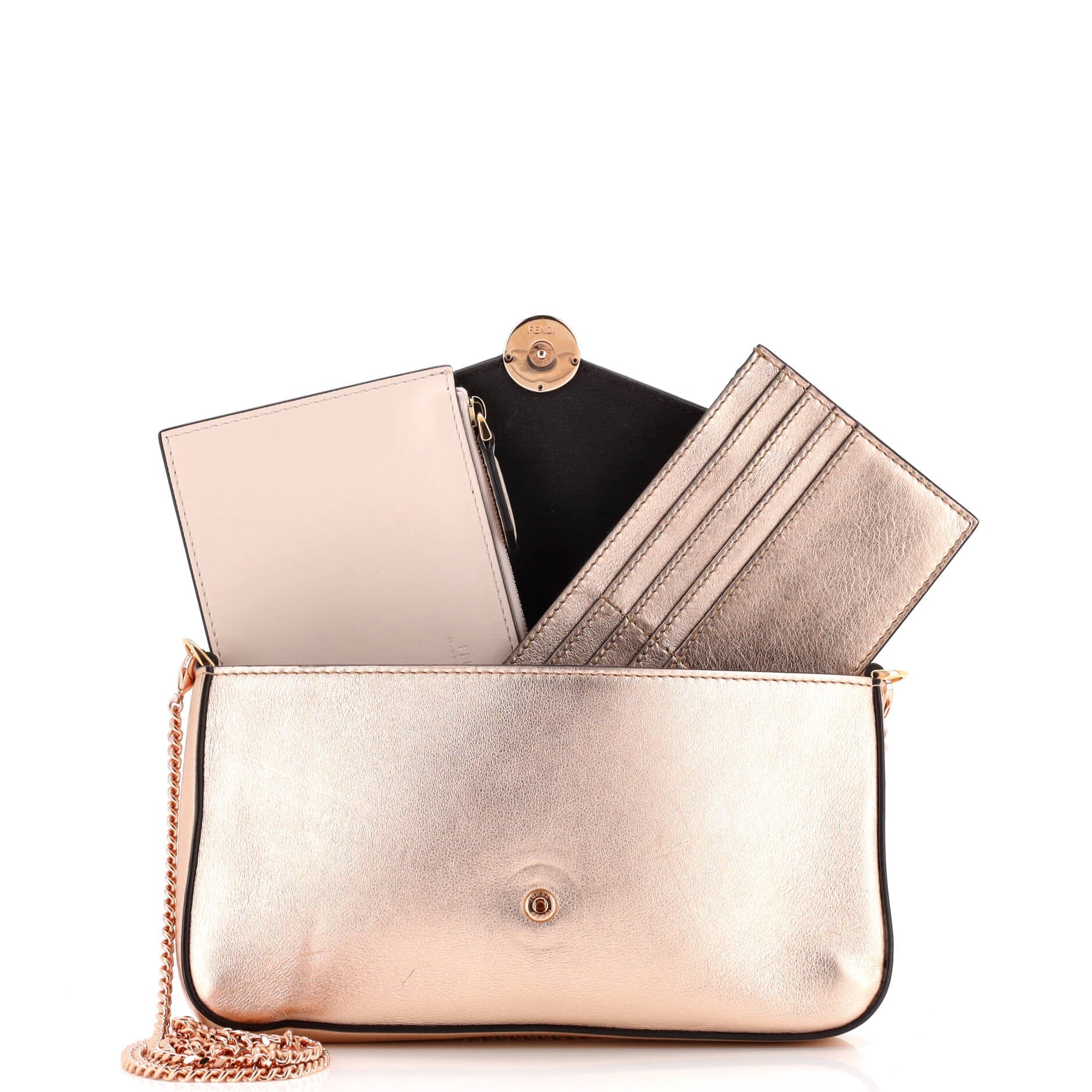 F Is Fendi Envelope Chain Clutch Leather Small