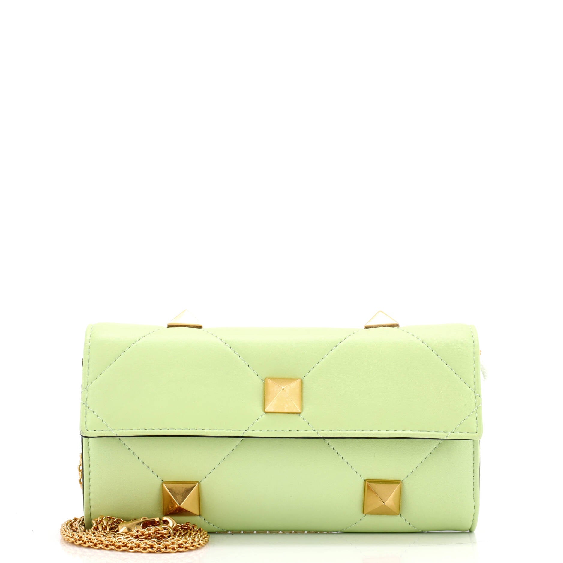 Roman Stud Wallet on Chain Quilted Leather