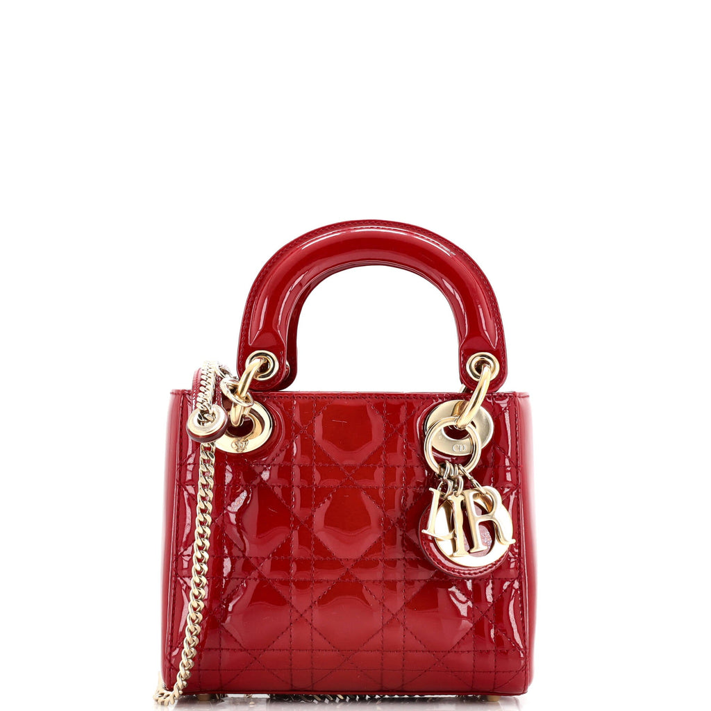 Lady Dior Chain Bag Cannage Quilt Patent Mini