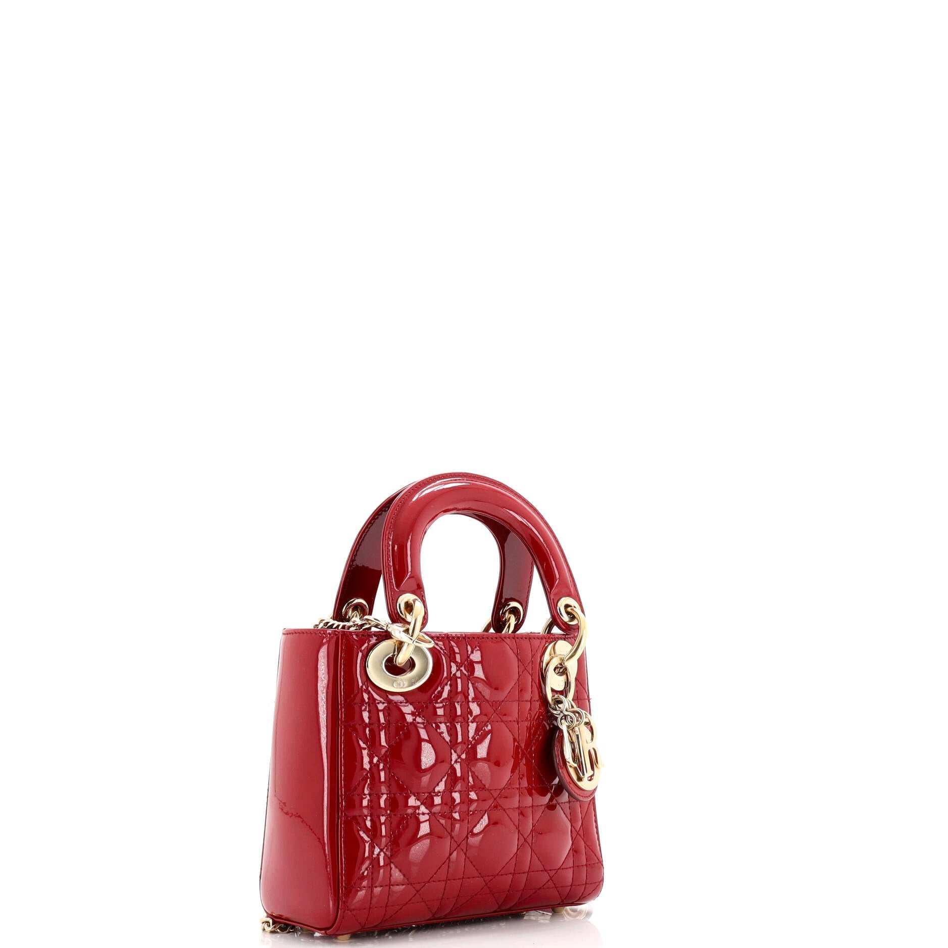 Lady Dior Chain Bag Cannage Quilt Patent Mini