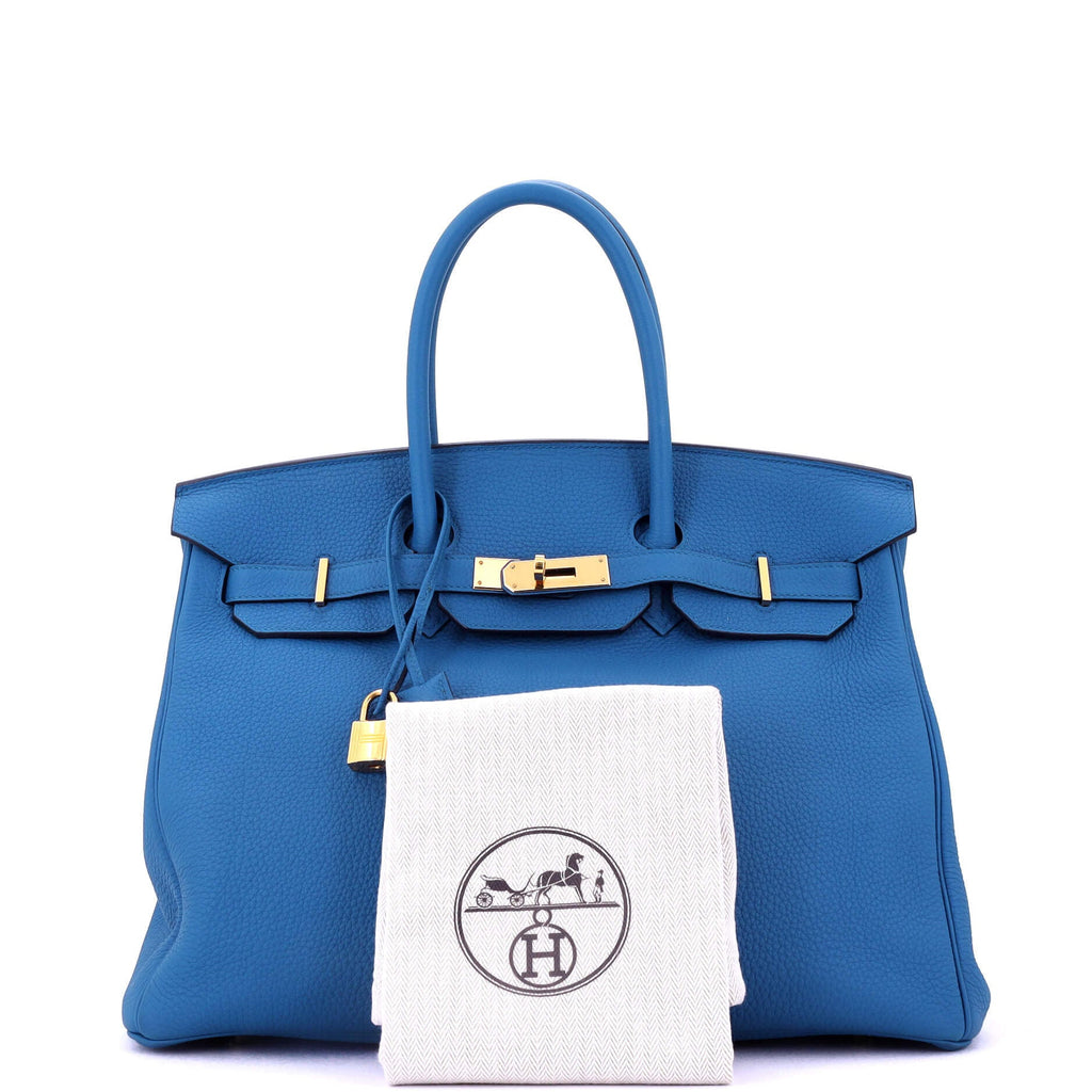 Birkin Handbag Bleu Zellige Togo with Gold Hardware 35