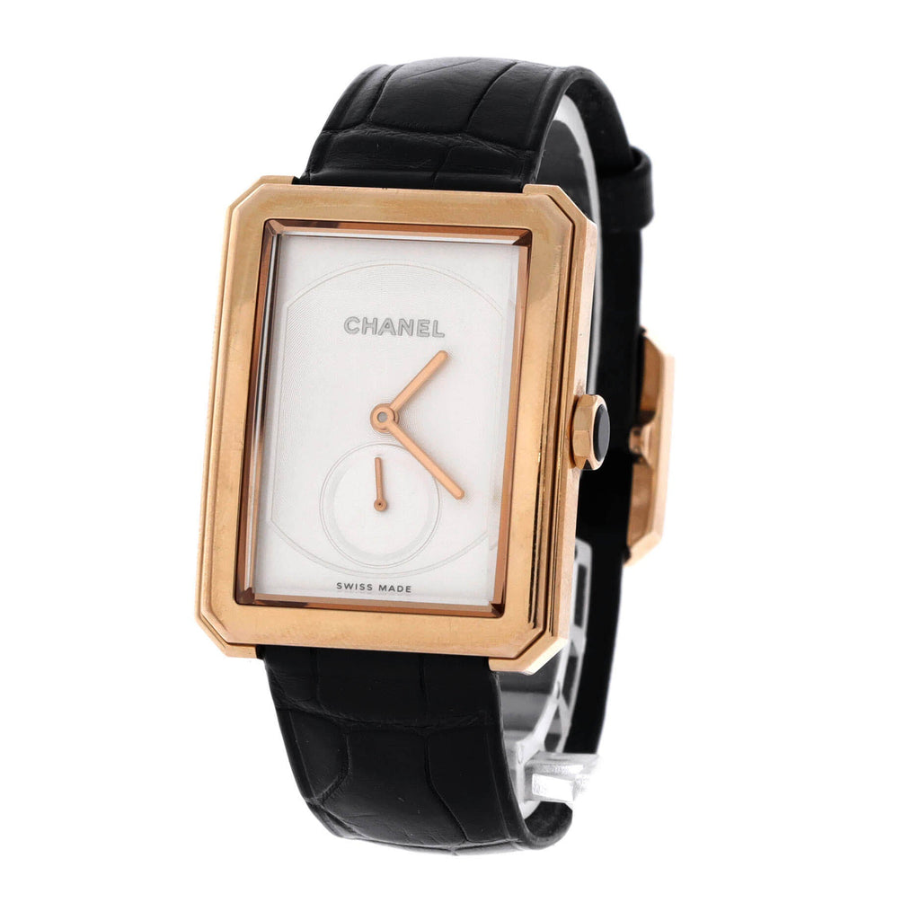Boy·Friend Quartz Watch Beige Gold and Alligator 28