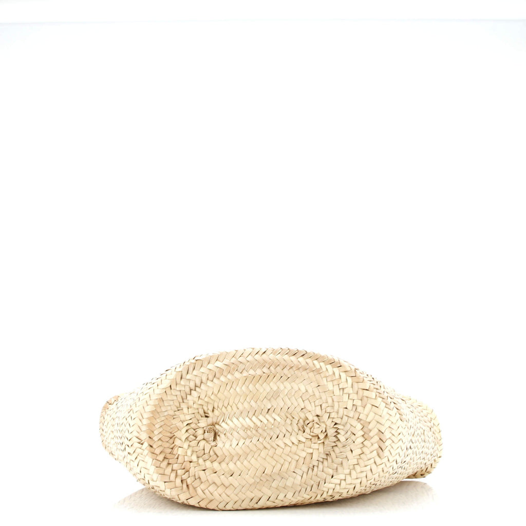Triomphe Basket Shoulder Bag Raffia with Leather Large