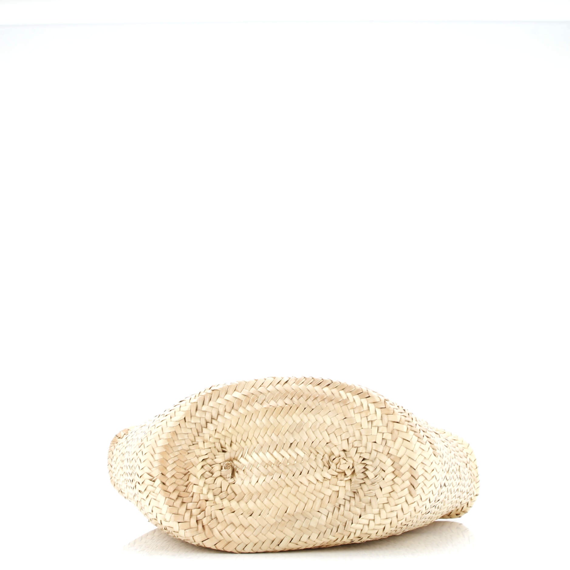Triomphe Basket Shoulder Bag Raffia with Leather Large