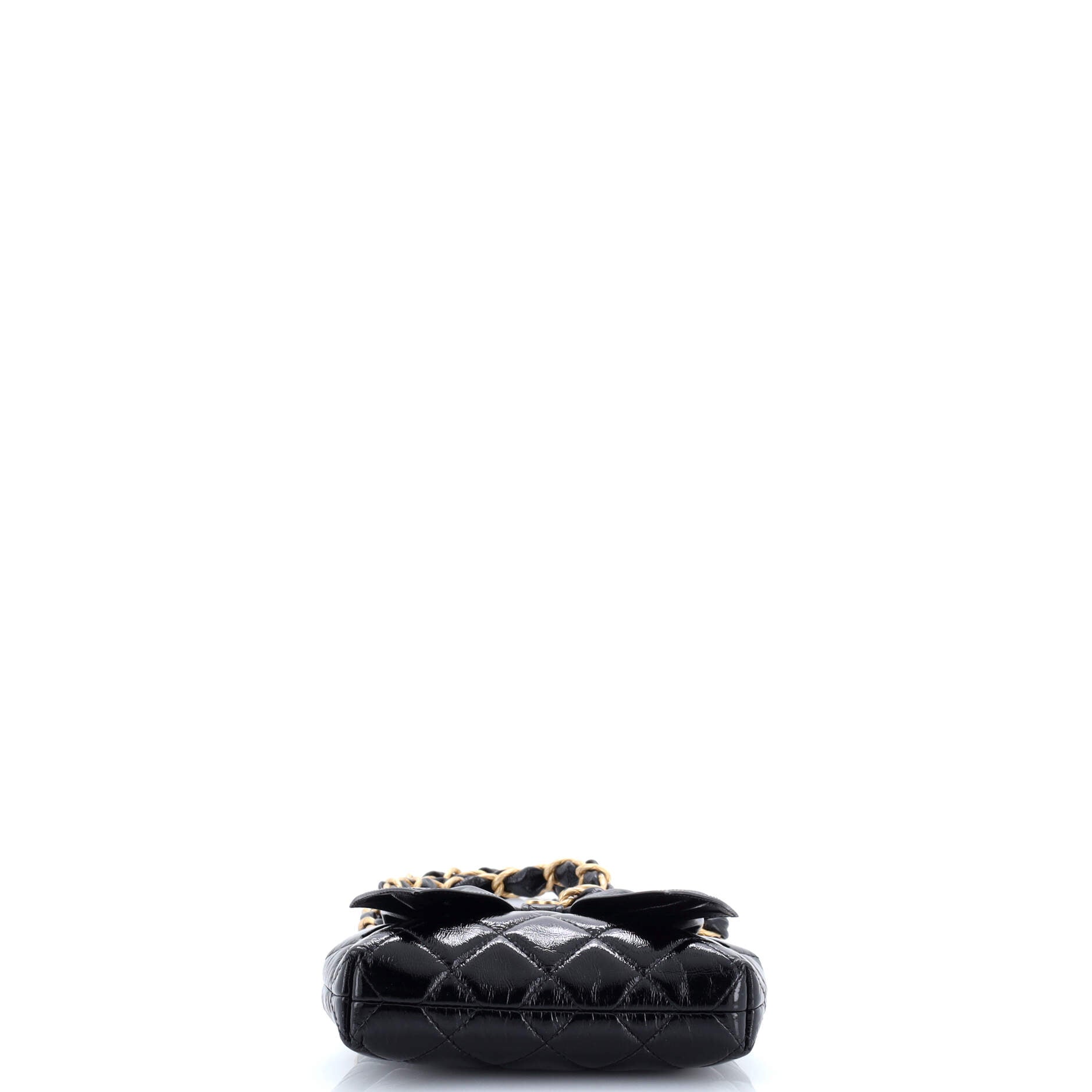 Bow Frame Clutch With Chain Quilted Patent with Lambskin Mini