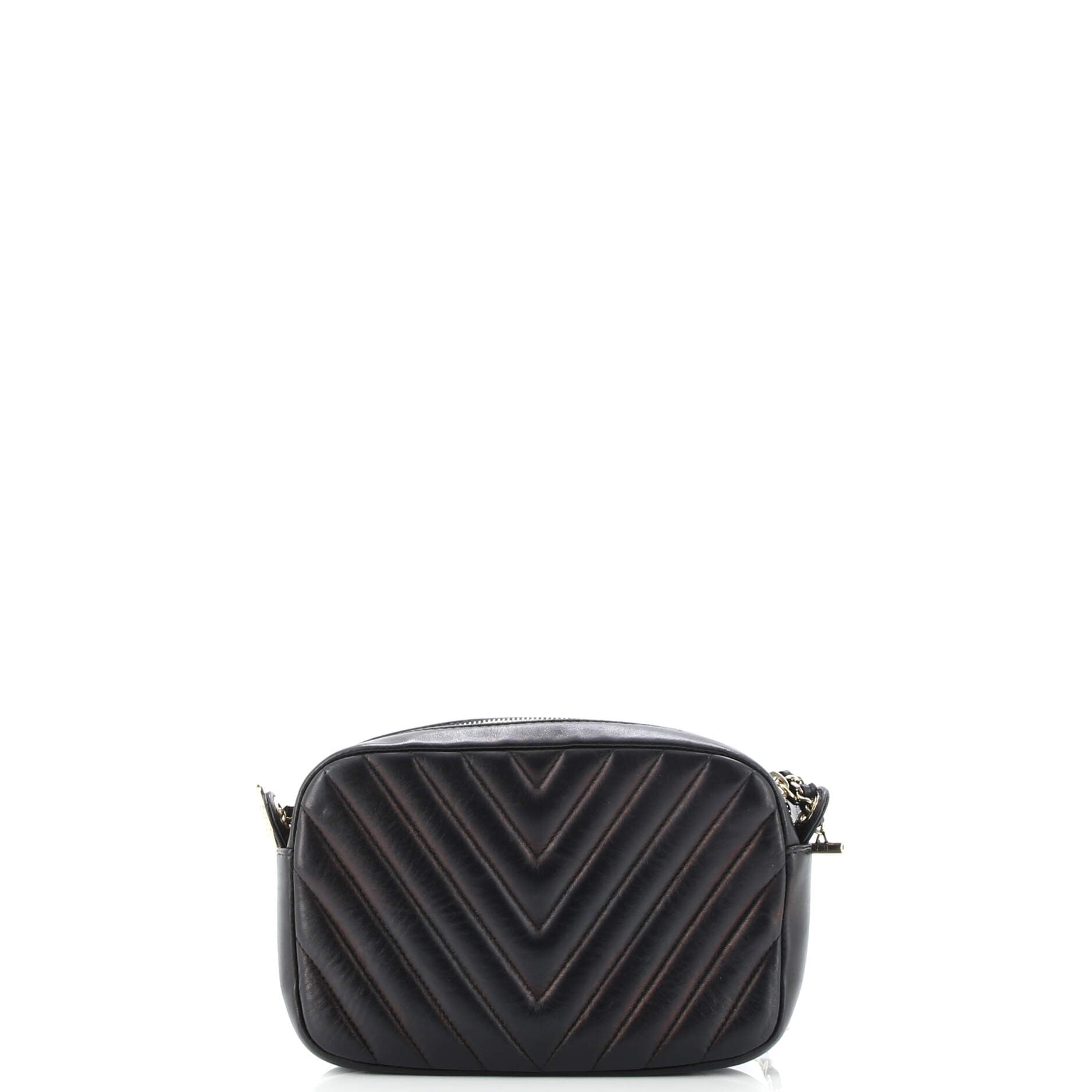 CC Camera Case with Chain Chevron Lambskin Small