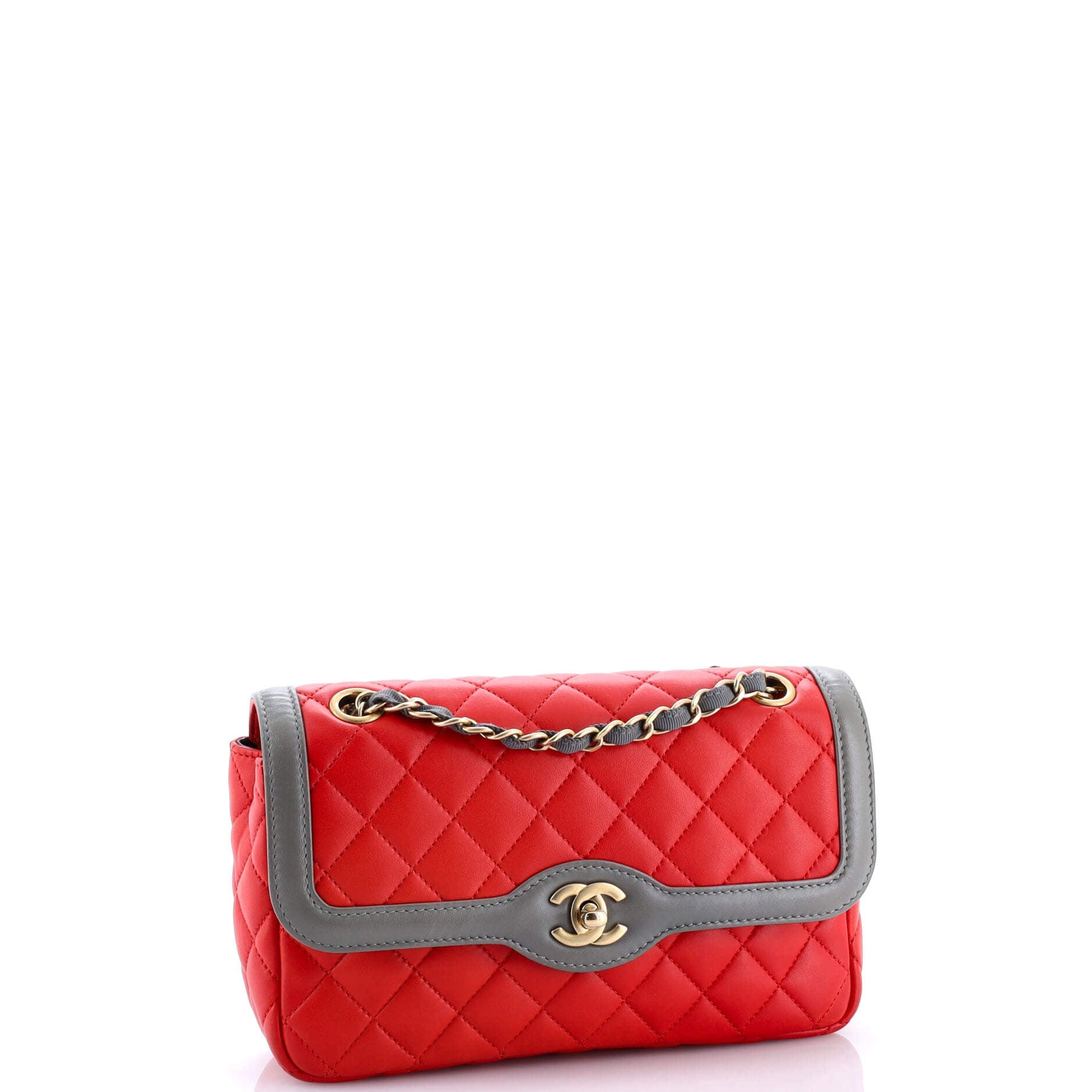 Two Tone Flap Bag Quilted Lambskin Small
