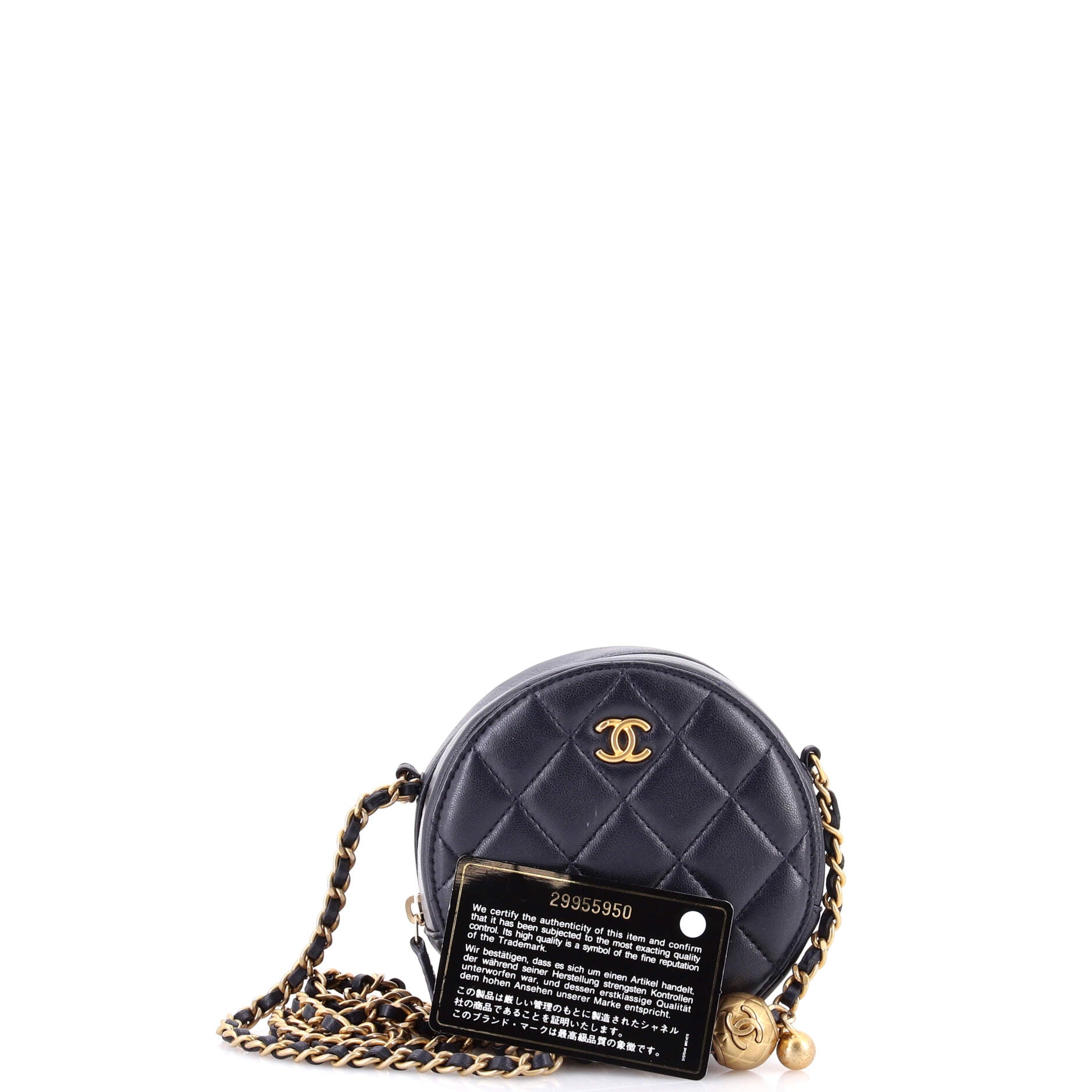 Pearl Crush Round Clutch with Chain Quilted Lambskin