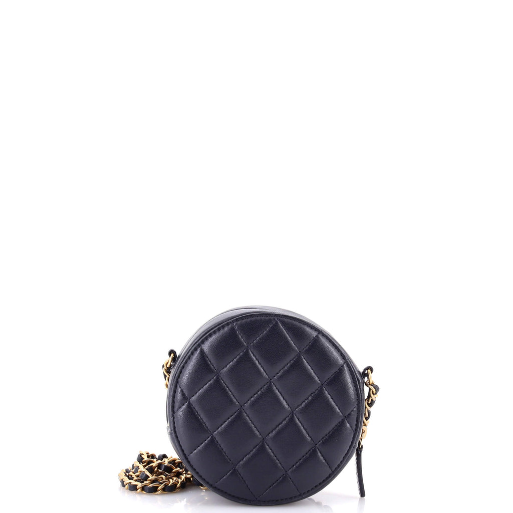 Pearl Crush Round Clutch with Chain Quilted Lambskin