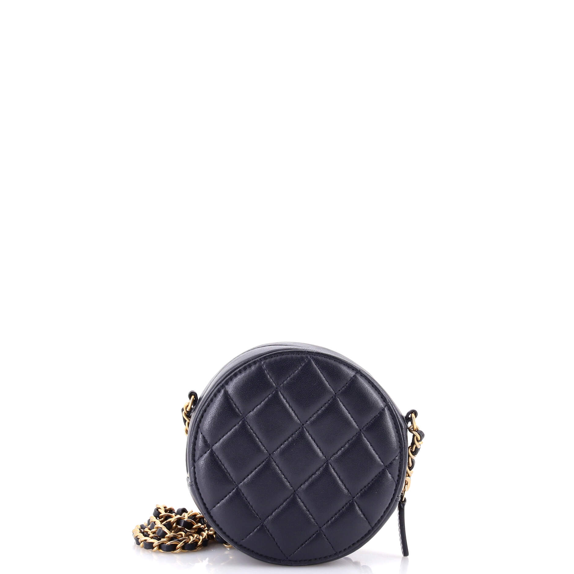 Pearl Crush Round Clutch with Chain Quilted Lambskin