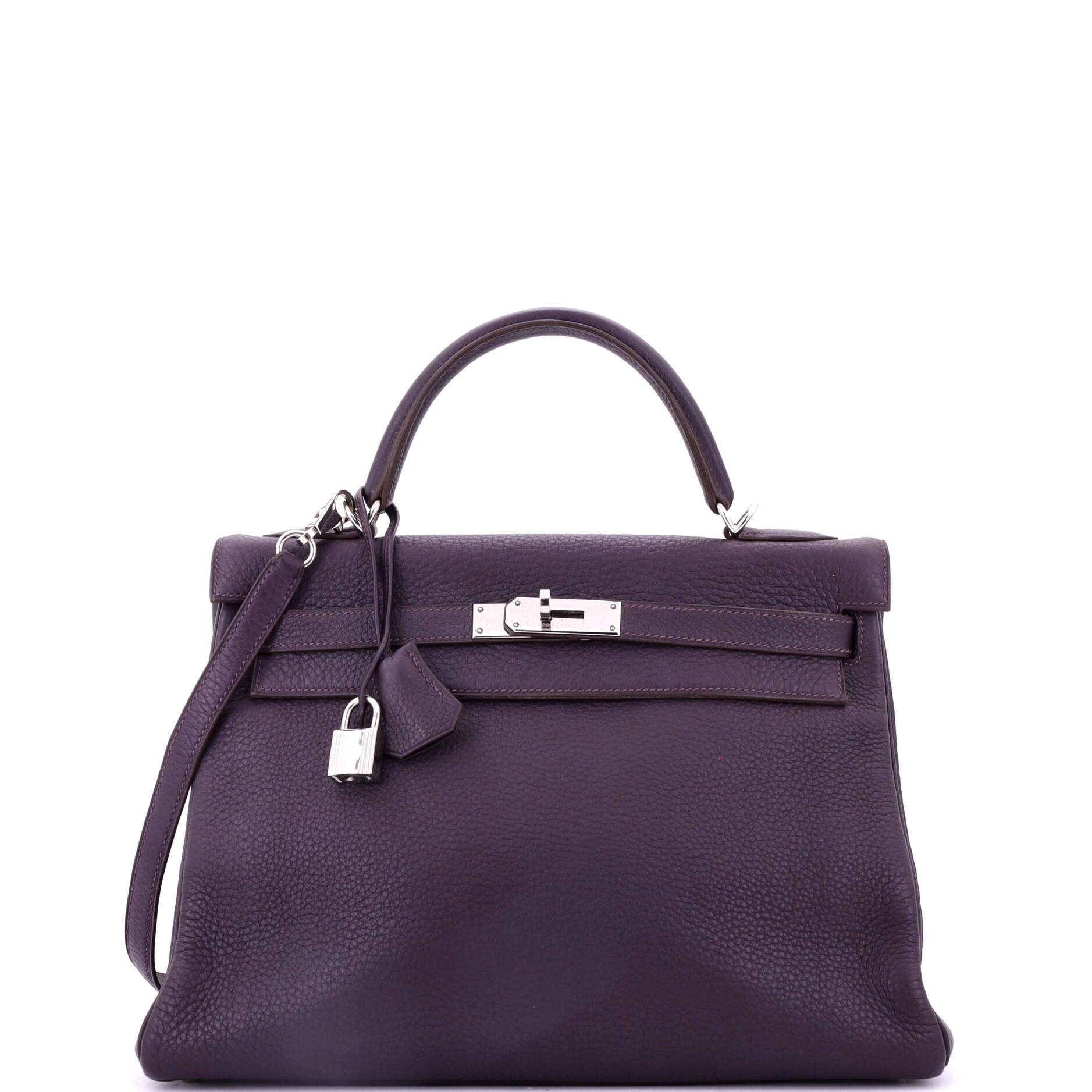 Kelly Handbag Cassis Clemence with Palladium Hardware 32